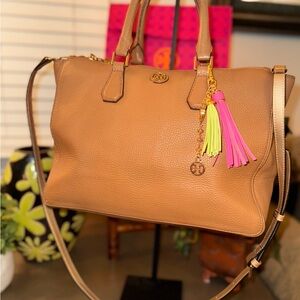 Tory Burch Tan Leather Tote Bag with Tassel ***SOLD***
